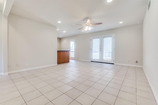 2645 Woodmere Dr, Dallas, TX 75233 - spare room featuring recessed lighting, baseboards, and ceiling fan