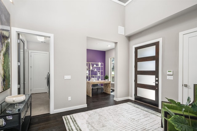 4029 Campania Ct, Colleyville, TX 76034 - foyer with dark wood-style flooring, baseboards, and a towering ceiling