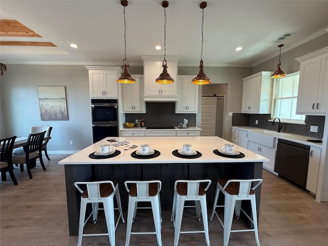 JarTBD Leo Lane, Poolville, TX 76487 - kitchen with white cabinetry, black appliances, ornamental molding, and a sink
