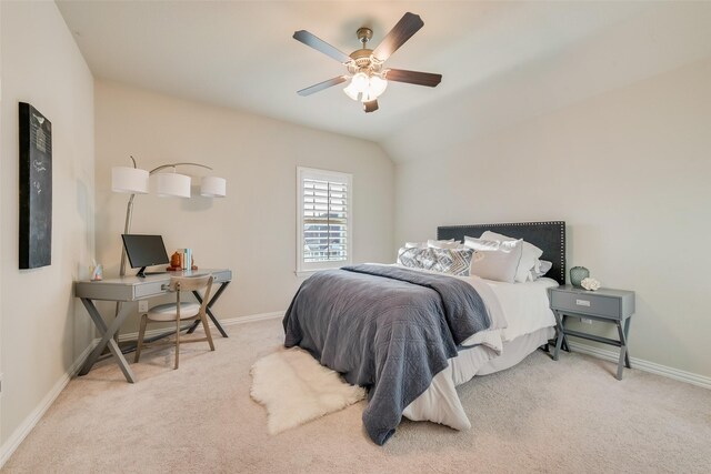 4406 Ravenbank Dr, Rockwall, TX 75087 - carpeted bedroom with vaulted ceiling, a ceiling fan, and baseboards