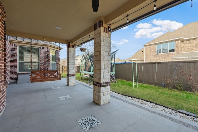 view of patio featuring a fenced backyard