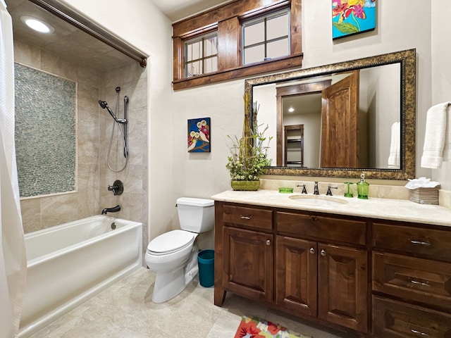 2195 Century Oak Dr, Graford, TX 76449 - bathroom featuring shower / bath combination, tile patterned floors, toilet, and vanity