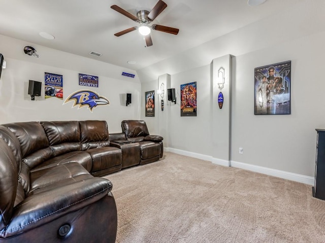 6601 Elderberry Way, Flower Mound, TX 76226 - home theater featuring a ceiling fan, carpet flooring, and baseboards