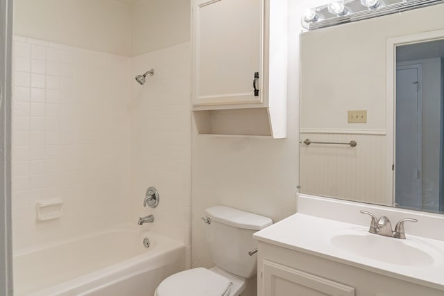 full bathroom with shower / bath combination, vanity, and toilet