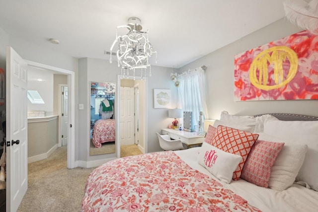 389 Meadow Hill Rd, Fort Worth, TX 76108 - bedroom featuring carpet flooring, a chandelier, and baseboards