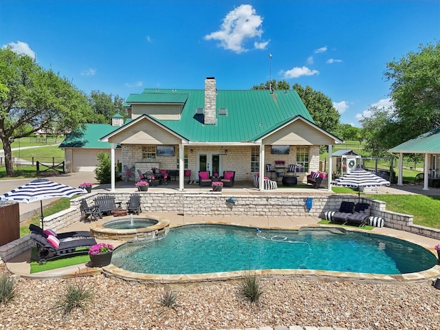 389 Meadow Hill Rd, Fort Worth, TX 76108 - view of pool featuring a patio, fence, outdoor lounge area, and a pool with connected hot tub