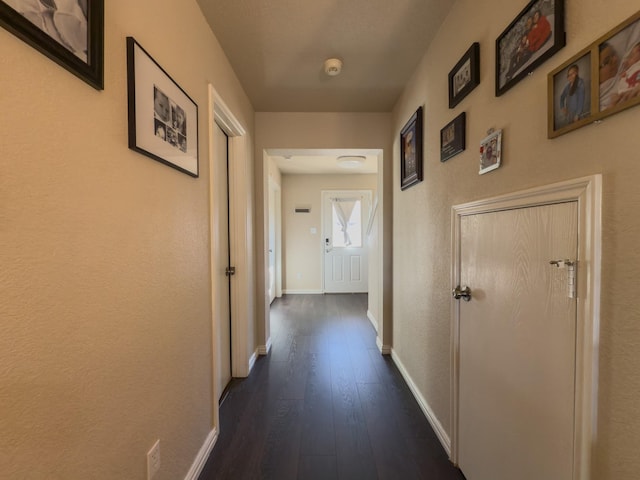 5828 Giddyup Ln, Fort Worth, TX 76179 - hallway featuring baseboards and dark wood-type flooring