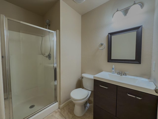 5828 Giddyup Ln, Fort Worth, TX 76179 - full bathroom featuring tile patterned floors, a shower stall, toilet, and vanity