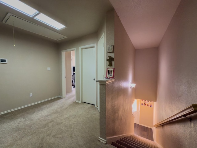 5828 Giddyup Ln, Fort Worth, TX 76179 - hallway featuring attic access, baseboards, and carpet floors