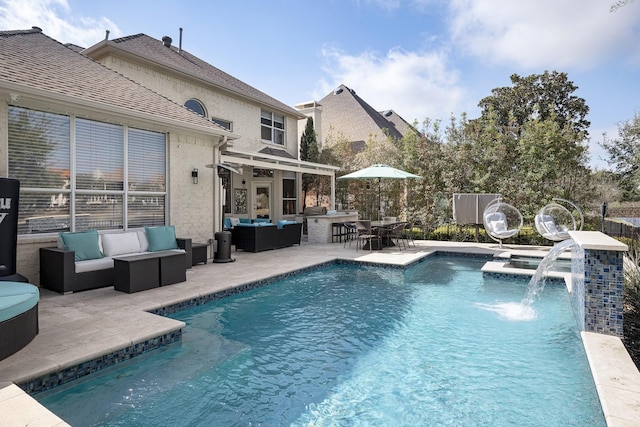 4648 Venetian Way, Frisco, TX 75034 - view of pool featuring an outdoor hangout area, a patio, and a pool with connected hot tub