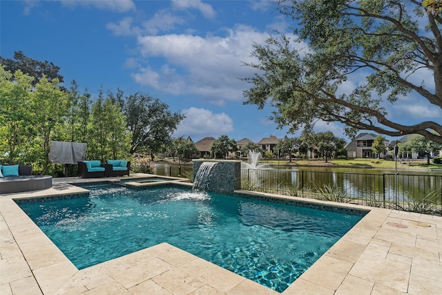 4648 Venetian Way, Frisco, TX 75034 - view of pool featuring fence, a patio, a water view, and a pool with connected hot tub