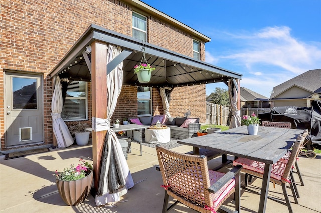 1380 Levi Ln, Forney, TX 75126 - view of patio featuring outdoor lounge area, a gazebo, outdoor dining space, and fence
