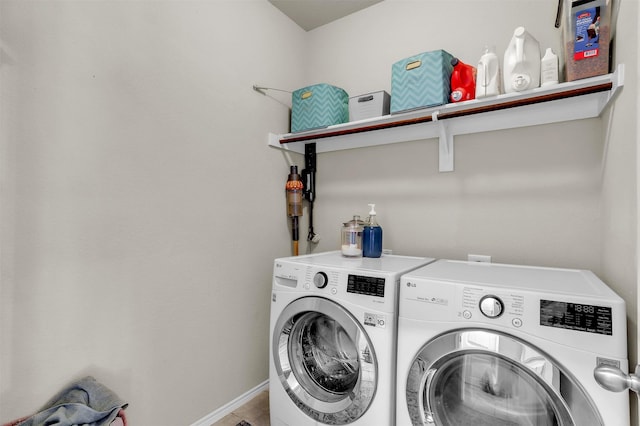 1380 Levi Ln, Forney, TX 75126 - laundry room with laundry area, washing machine and dryer, and baseboards