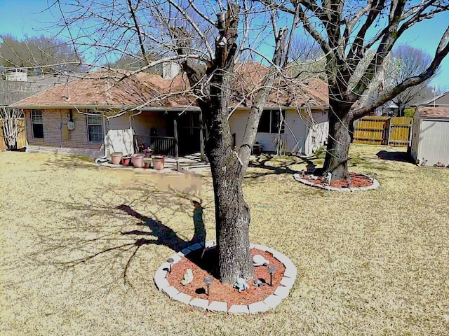 510 Canary Ln, Red Oak, TX 75154 - back of property with fence, a shingled roof, and brick siding