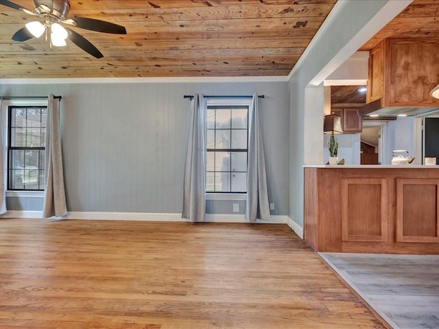 1402 Murphy Ave, Lufkin, TX 75904 - interior space featuring wooden ceiling, baseboards, light wood finished floors, and ceiling fan