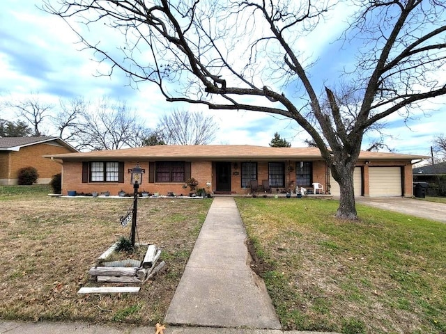 3833 Huaco Ln, Waco, TX 76710 - single story home featuring a garage, brick siding, a front lawn, concrete driveway, and a porch