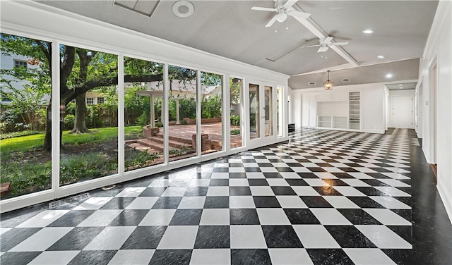 3720 Herwol Ave, Waco, TX 76710 - unfurnished sunroom featuring vaulted ceiling and ceiling fan