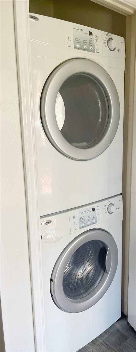 5004 Lakeshore Dr, Waco, TX 76710 - washroom with stacked washer and dryer and laundry area