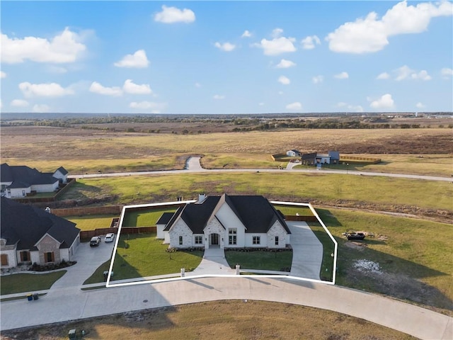 aerial view featuring a rural view