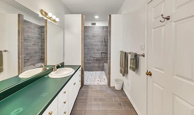 556 Old Speegleville Rd, Woodway, TX 76712 - bathroom featuring a shower stall, recessed lighting, vanity, and baseboards
