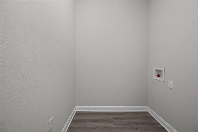 187 Ashland Dr, Woodway, TX 76712 - laundry area with baseboards, laundry area, dark wood-style flooring, and hookup for a washing machine