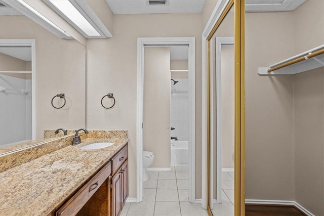 102 Pleasant Grove Ln Unit 102, Waco, TX 76712 - bathroom featuring vanity, visible vents, baseboards, tile patterned flooring, and toilet