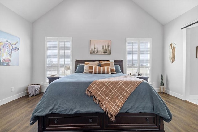 1215 Ropers Alley Rd, Belton, TX 76513 - bedroom featuring vaulted ceiling, multiple windows, and a barn door