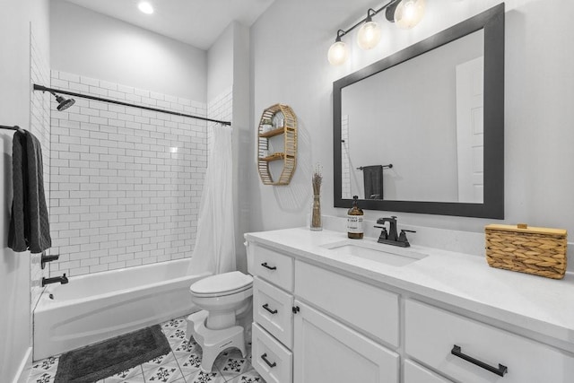 1215 Ropers Alley Rd, Belton, TX 76513 - full bath with tile patterned floors, toilet, vanity, and shower / bath combination with curtain