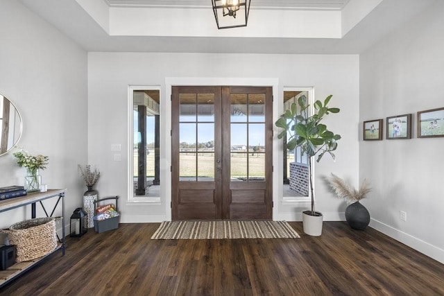 1215 Ropers Alley Rd, Belton, TX 76513 - entrance foyer with plenty of natural light, french doors, baseboards, and wood finished floors
