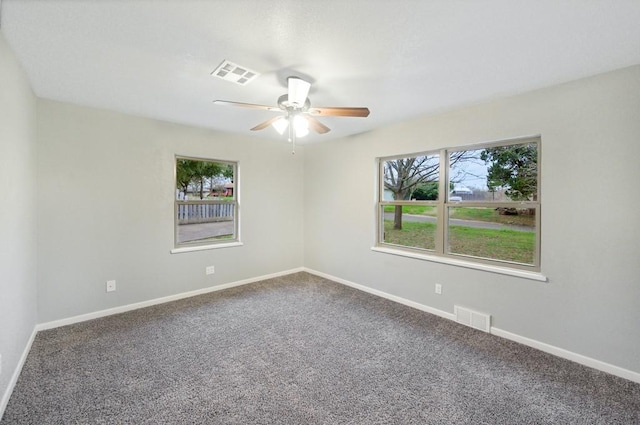 433 Sharron Dr, Woodway, TX 76712 - empty room with a ceiling fan, visible vents, carpet floors, and baseboards