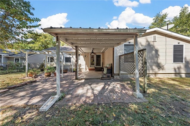 view of patio / terrace with a ceiling fan