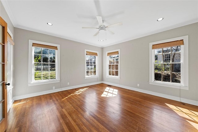 3100 Austin Ave, Waco, TX 76710 - unfurnished room featuring baseboards, wood finished floors, recessed lighting, and ceiling fan