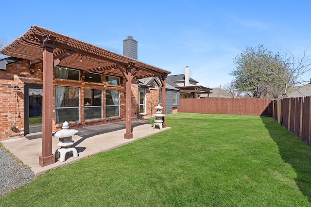 8664 Glenburne Dr, Fort Worth, TX 76131 - view of yard with a fenced backyard, a patio area, and a pergola