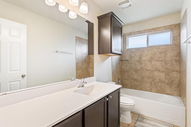 2820 Keathley Dr, Lorena, TX 76655 - bathroom featuring vanity, visible vents,  shower combination, tile patterned flooring, and toilet