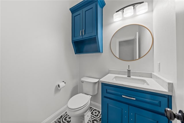 3103 Park Lake Dr, Waco, TX 76708 - half bathroom featuring toilet, baseboards, tile patterned floors, and vanity