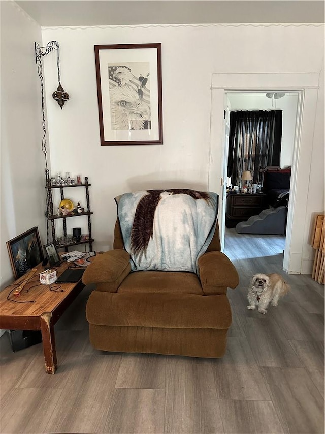 living area with wood finished floors