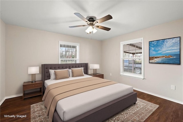 2713 Woodrow St, Waco, TX 76708 - bedroom with wood finished floors, baseboards, and ceiling fan
