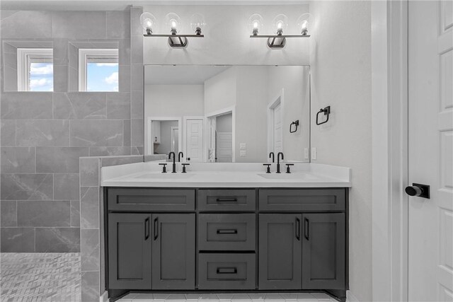 9929 Bridlewood Ln, Waco, TX 76708 - bathroom featuring a sink, walk in shower, and double vanity
