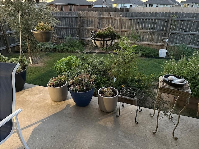 view of yard with a patio area and fence