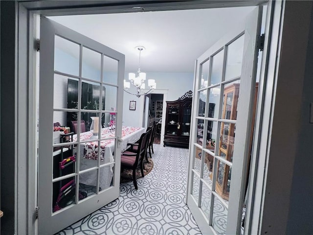 dining room featuring an inviting chandelier