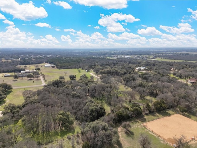 birds eye view of property featuring a rural view