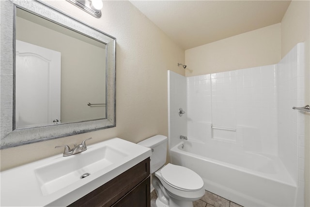 618 Powers St, Waco, TX 76705 - bathroom with vanity, shower / bathing tub combination, toilet, and tile patterned flooring