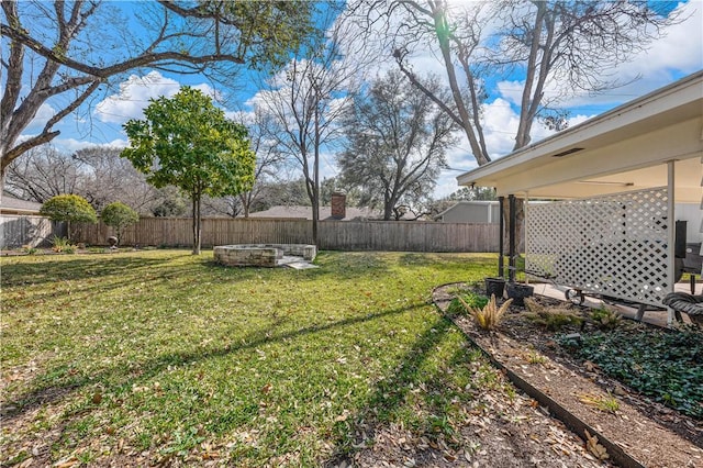 view of yard featuring a fenced backyard