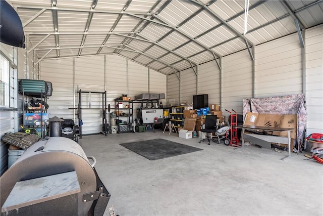 garage featuring metal wall