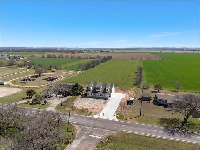birds eye view of property with a rural view