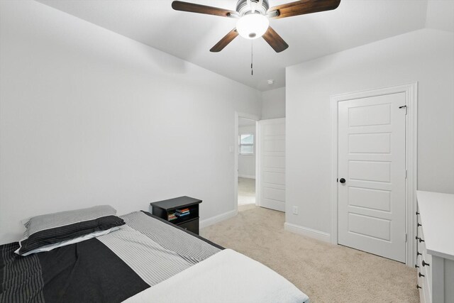 2905 Shires Dr, Mansfield, TX 76084 - bedroom with light carpet, baseboards, and a ceiling fan