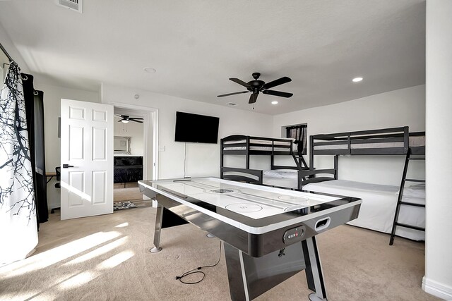 6837 Briar Rd, Azle, TX 76020 - game room featuring a ceiling fan, carpet floors, recessed lighting, and baseboards
