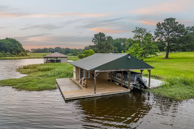 5327 Dusty Rd, Athens, TX 75752 - dock with a water view, boat lift, and view of scattered trees