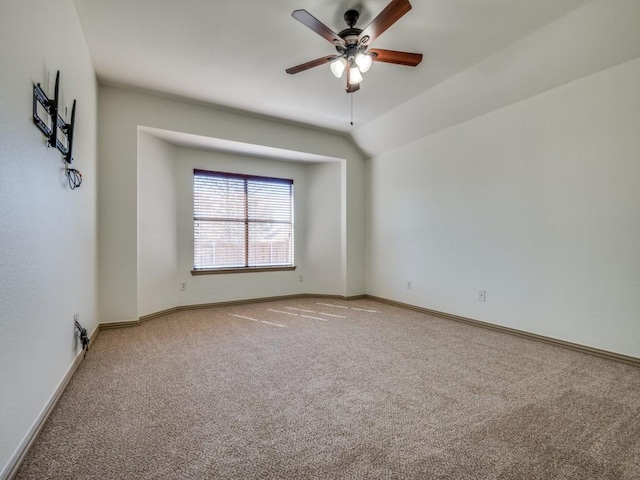 4406 Winding Glen Ln, Mansfield, TX 76063 - empty room featuring light carpet, a ceiling fan, baseboards, and vaulted ceiling