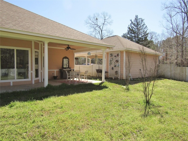 1430 State Highway 87 S, Hemphill, TX 75948 - view of yard featuring a patio, a ceiling fan, and fence